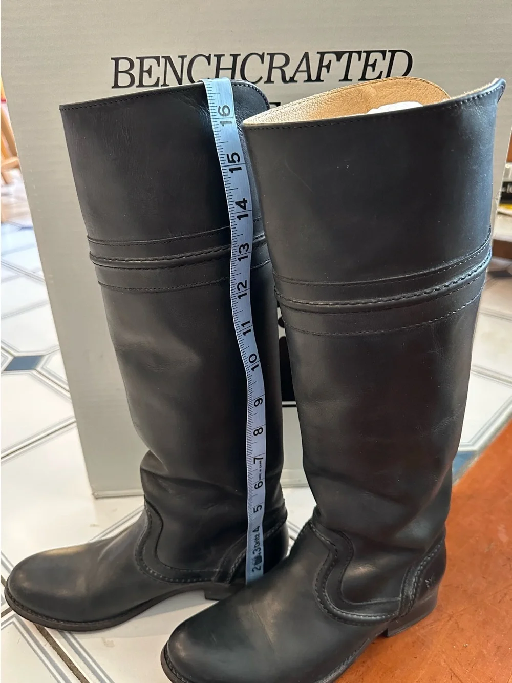 Frye Black Leather Knee-High Riding Boots
